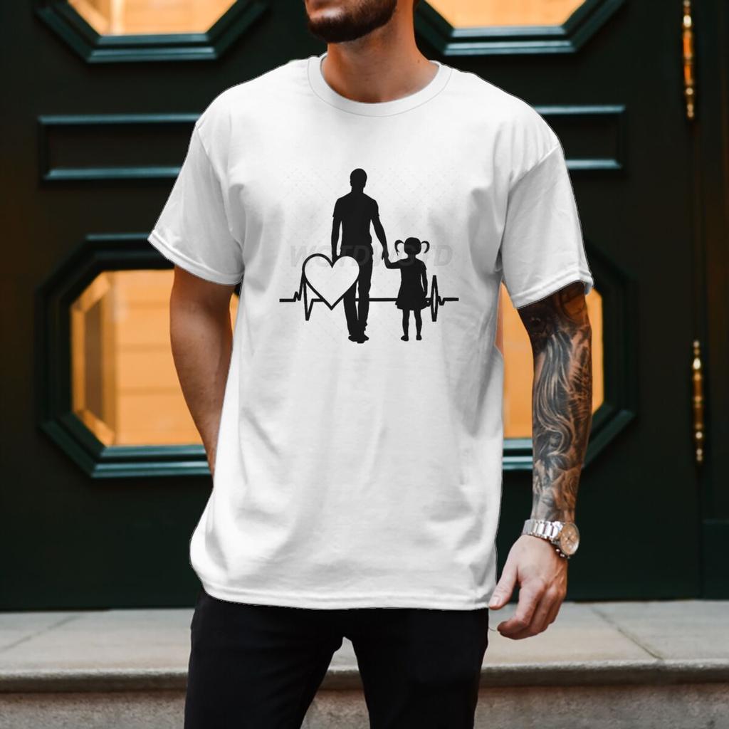 Fathers Day Gift Tshirts Unisexs Father Daughter Heartbeat Graphic Tee Top Daily Wear Funny Dad Gift Casual Unisexs Tshirt