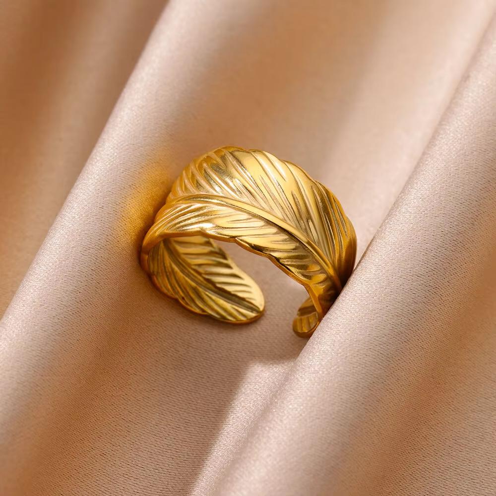 Stainless Steel Multi-Layer Hollow Ring For Women Men Gold Color Broad Surface Finger Jewelry Anillos Couple Wedding Flower Gift