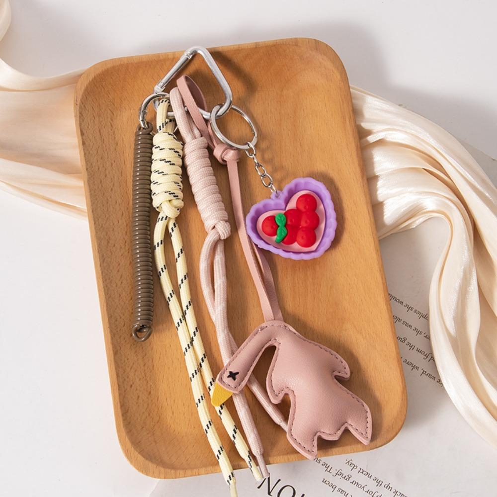 PU Simulation Food Keychain Nylon Rope Leather Roast Duck Pendant Roast Duck Bag Charms  Home Decor