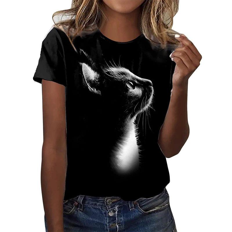 New Kitten Animal T-shirt Cat 3D Print Summer Women Short Sleeve T Shirts Streetwear Harajuku Y2k Tops Woman Girls Tees Clothing