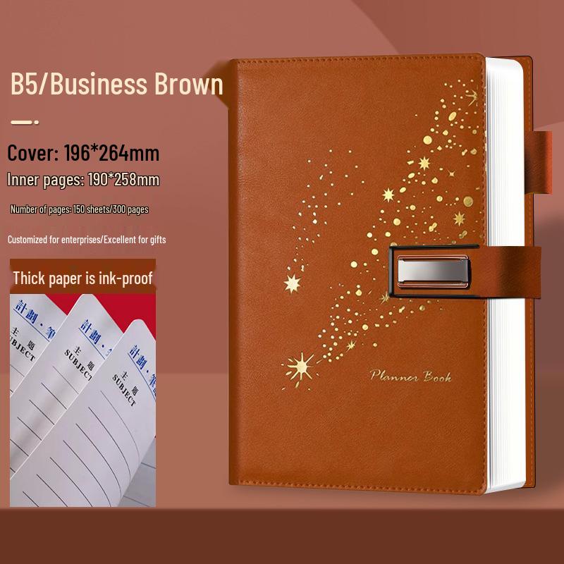 Set de regalo de cuaderno Star Double Line 2026: Libro de registro de reuniones de negocios y oficina de mayor grosor
