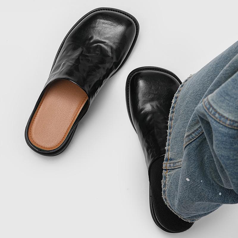 2025 verano nuevo perezoso de un pedal cabeza cuadrada medias zapatillas casual suela gruesa para exterior zapatos de hombre 91516-W