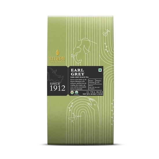 LUXMI Estates Garo Hills Organic Earl Grey Black Tea Bags - 25 Tea Bags (50 Gram)|Usda Organic - Earl Grey Tea|Morning Tea Alternative To Coffee