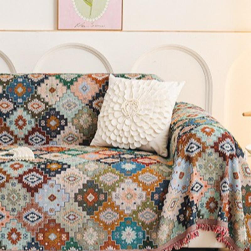 Bohemian sofa towel universal cover, universal in all seasons, non-slip and anti-cat scratching sofa cushion cover