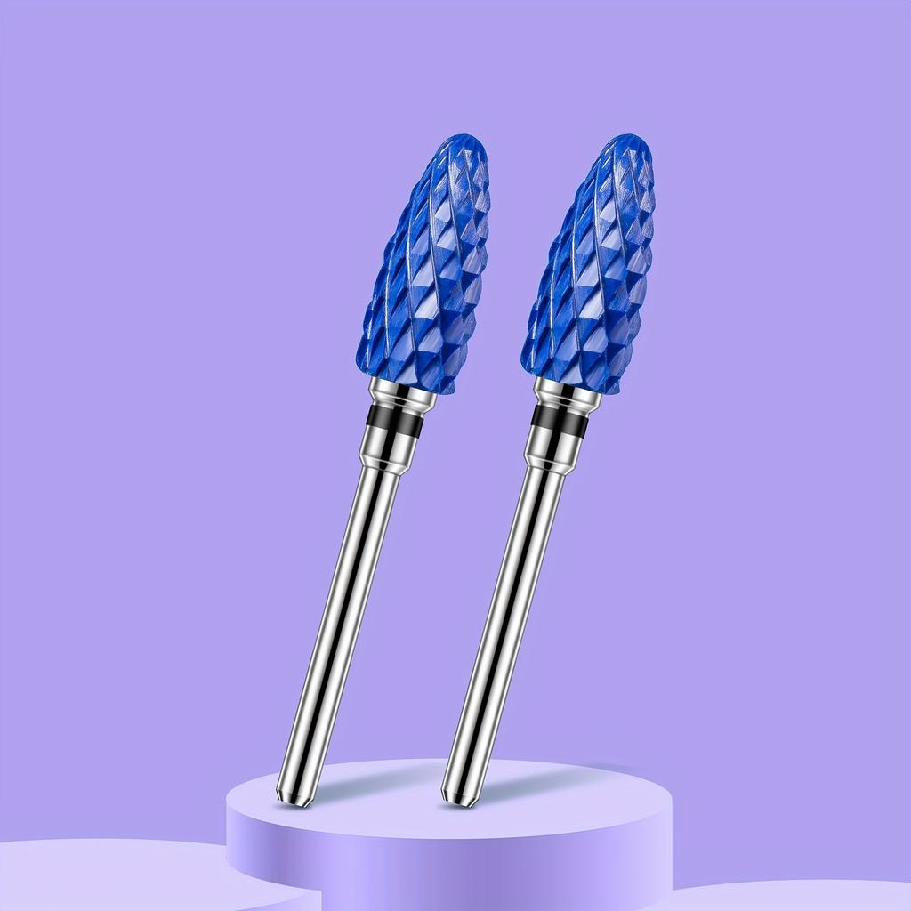 2PCS Tungsten Carbide Nail Drill Bits Gel Polish Remover 3/32 Inch Nail Art Files Cuticle Milling Cutter For Manicure Pedicure