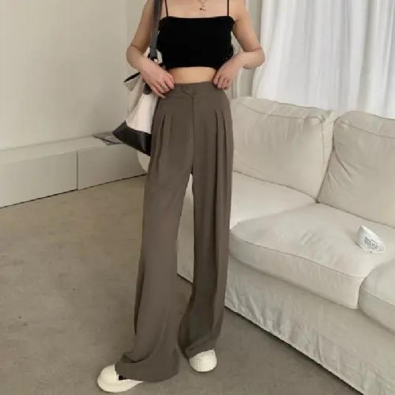 Women High Waist Slimming Straight Leg Suit Pants For Spring Autumn Commuter Wear