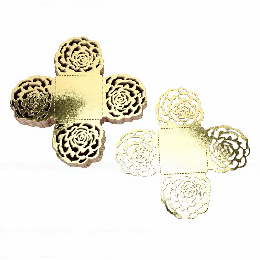 50 PEZZI Carta Specchio Quadrata Vuota a Fiore per Involucri Tartufi, Mini Pirottini per Cupcake, Bicchierini per Caramelle al Cioccolato per Matrimonio