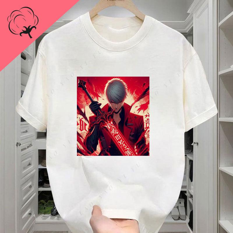 Camisetas Devil May Cry Camiseta De Unisexga Corta Vintage Cartoon Game Y2k Clothes Cotton Crewneck Trendy Cool Tee Goth Tops