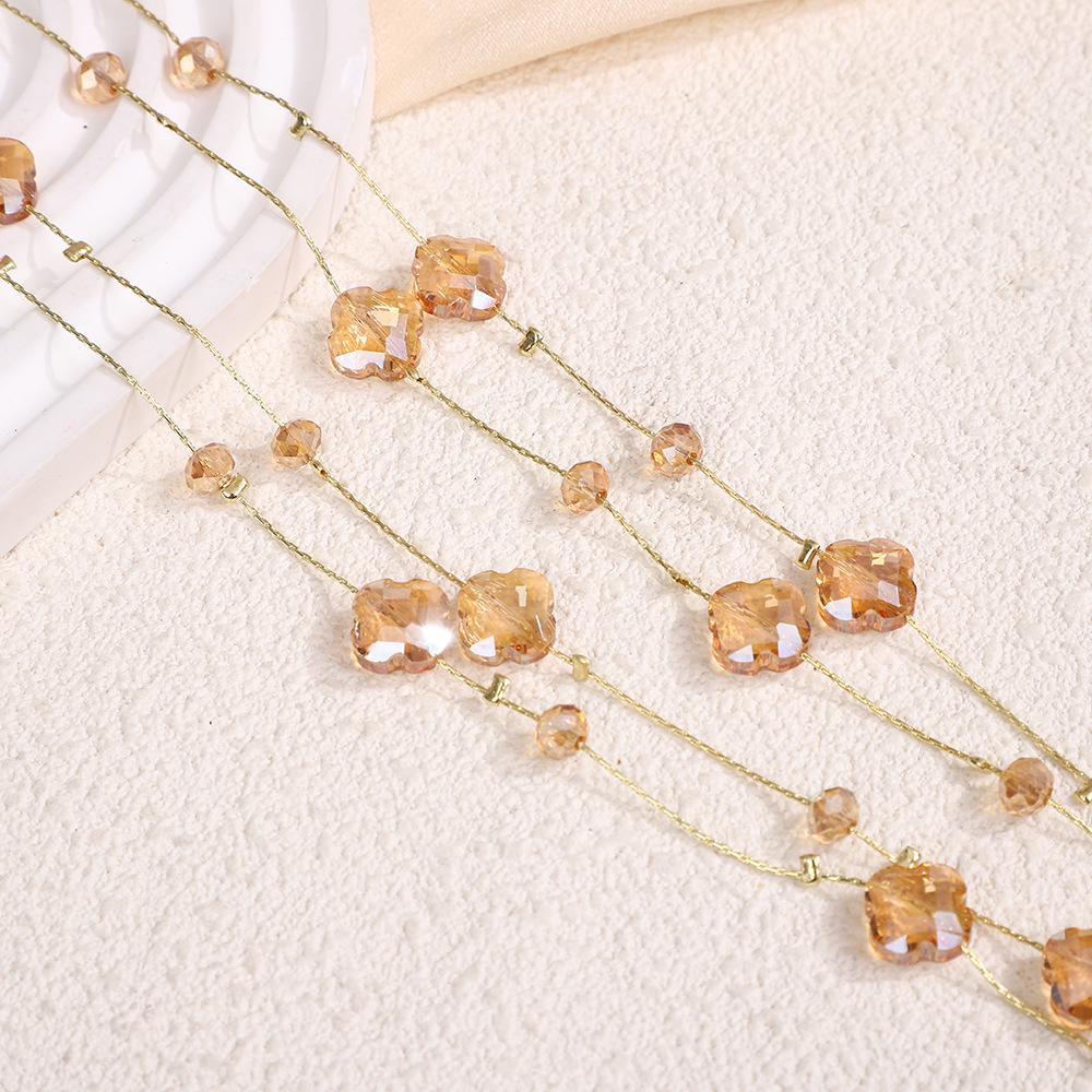 Všestranný dlouhý křišťálový náhrdelník: Módní šperky s řetízkem na svetr (170 cm)