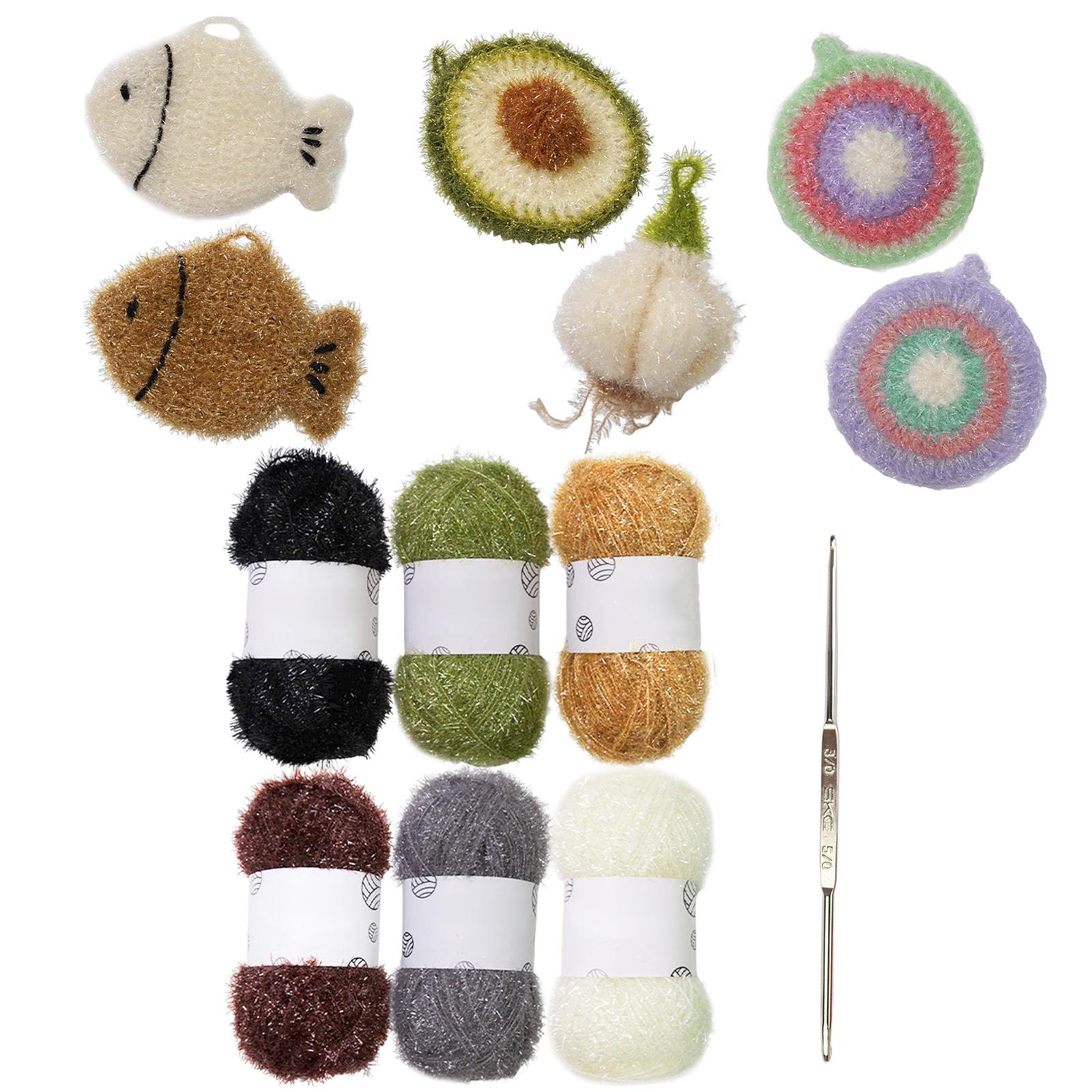 Sparkle Dish Scrubby Yarn Crochet Yarn with Knitting Hook Handmade Yarn Specialty Yarn Polyester Scrubby Yarn for Craft