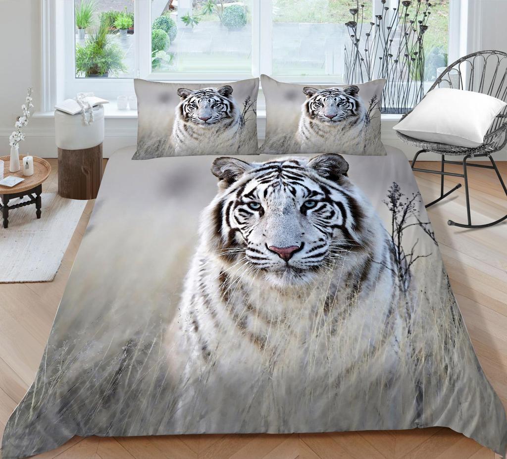 3D Printed Tiger Bedding Set Animal Quilt Cover and Pillow Case Bedroom Bedding Sheet/double Bed Full Size Home Decoration