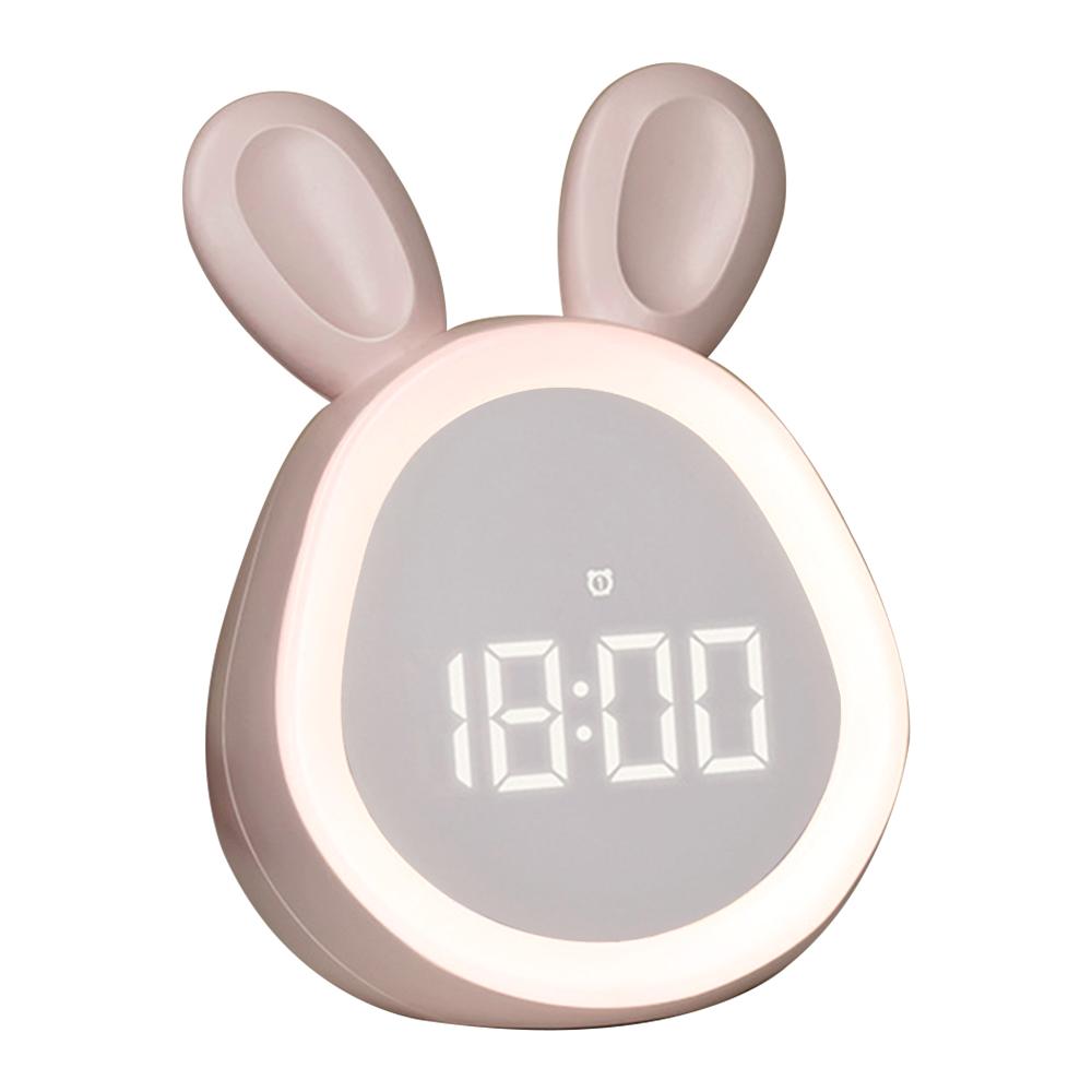 

Милый дизайн кролика Ночник Будильник Цифровой дисплей 2 режима Долговечный Ночник Будильник розовый