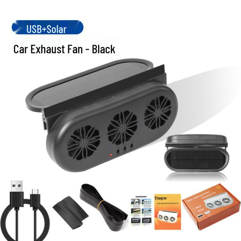 Solar-Powered Car Ventilation Fan for Window Exhaust and Interior Cooling