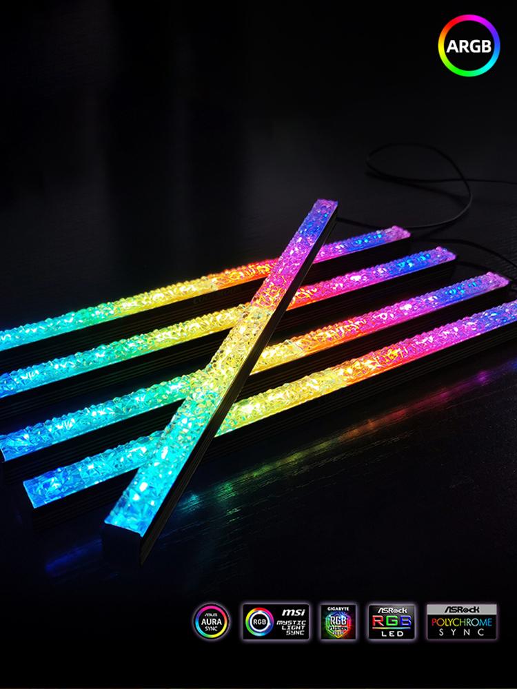 ARGB Strip Light 5V 3Pin/Small 4Pin Colorful Atmosphere DIY Lamp Bar Diamond Magnetic Lamp for PC Case Chassis