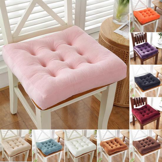 Square Seat Cushion 16x16 Inches Solid Color Stuffed Chair Pad Velvet Thick Seat Cushion for Dining Chair Floor Home Office