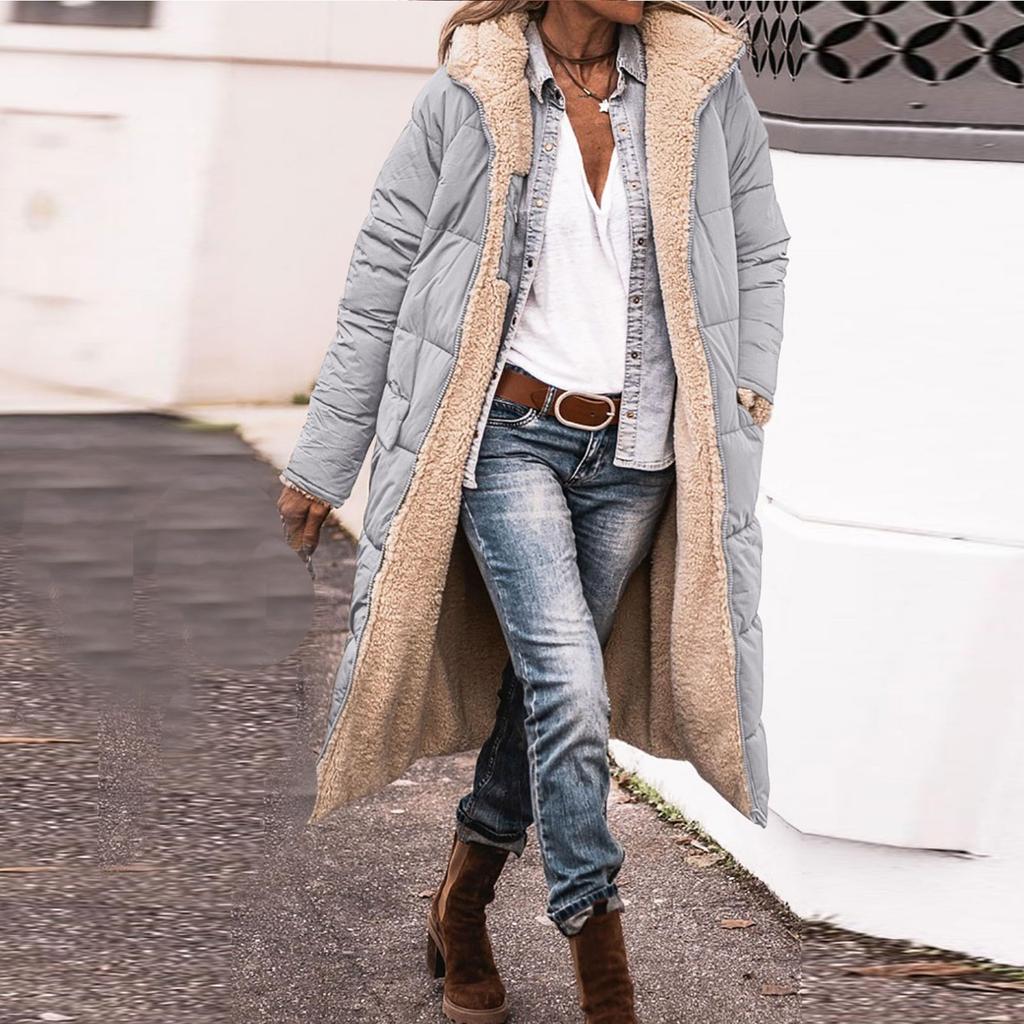 Γυναικεία μόδα Splicing Two Sides Φορούν γυναικείο μακρύ γιλέκο με κουκούλα