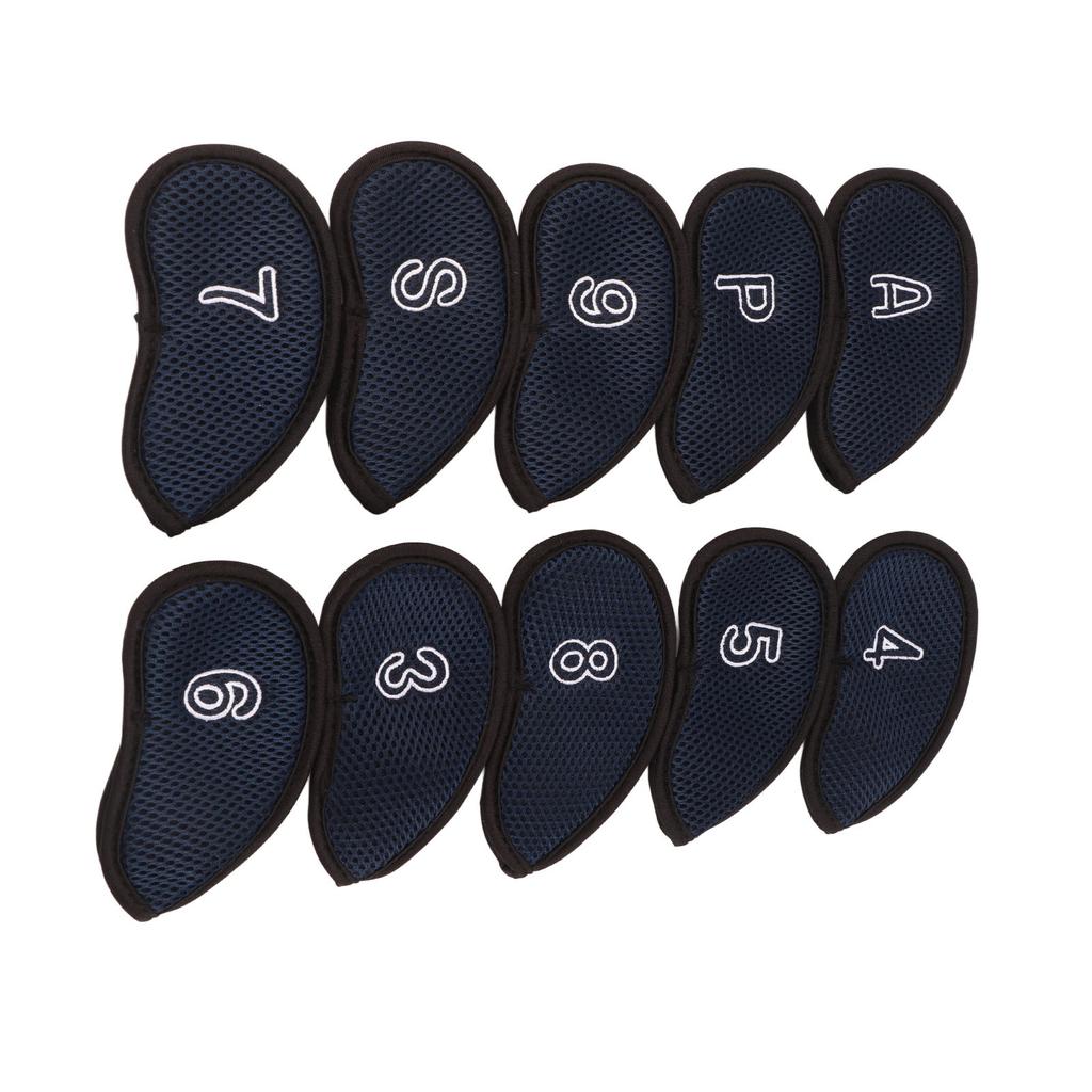 10pcs Golf Iron Covers Set with Numbers Waterproof Golf Head Cover Protective Headcover for Court Exercise Dark Blue
