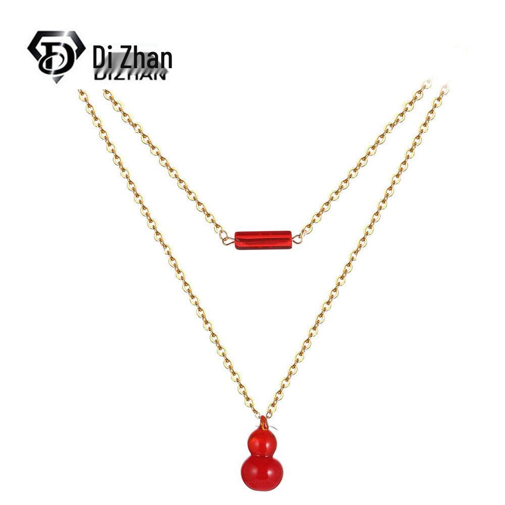 

Европейское и американское рождественское ожерелье-подвеска в виде тыквы из нержавеющей стали с двойным слоем для женщин красный