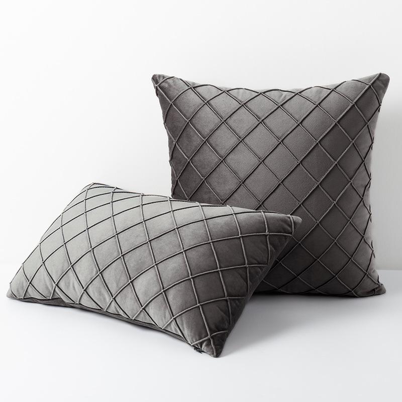 

2pcs Gift Grey Velvet Throw Cushion Cover Plaid Pillowcases Nordic Home Decor Pillows Cover for Sofa Bed 30x50cm 45x45cm 50x50cm 30x50cm 2pcs cover