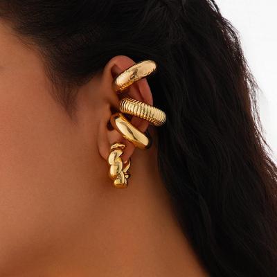 4Pcs/Set Punk Twisted Chunky Tube Clip Earrings for Women Non Piercing C Shape Ear Cuff Female Jewelry Accessories New