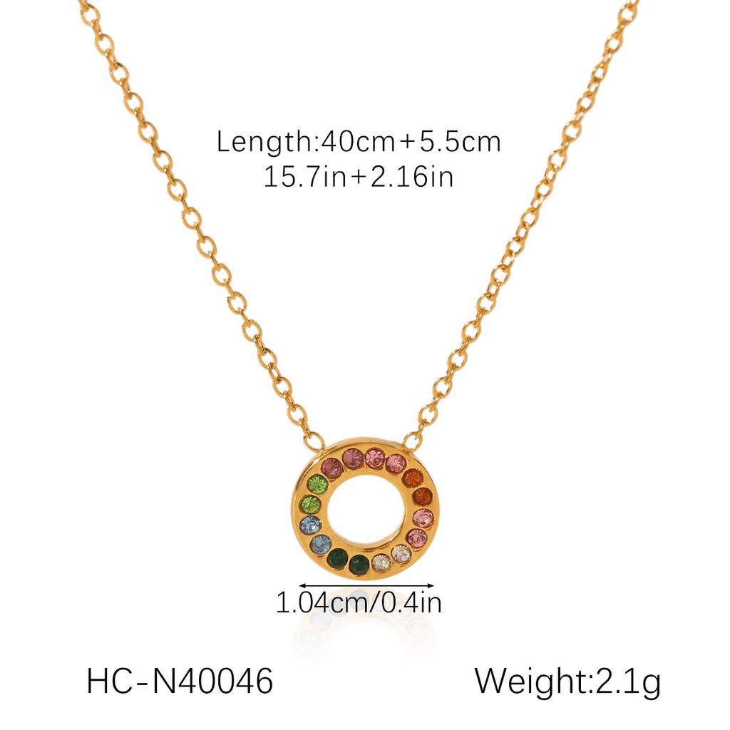 Zirconia Inlaid Heart Pendant Collarbone Necklace Titanium Steel Gold Tone Elegant Women's Chain