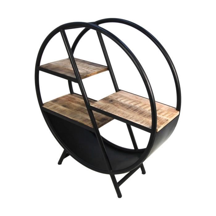 Bring Your Own Unique Style Into Your Home with This Freestanding Decorative Shelf with Metal Sides and Wooden Boards.