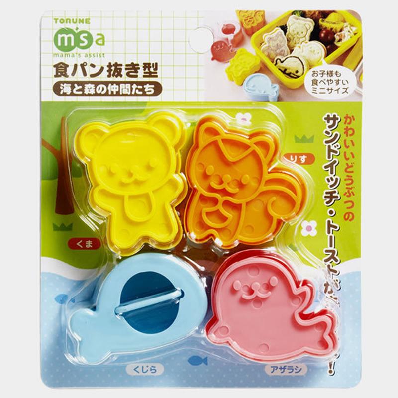 4Pcs/Set Dolphin Samll Seal Squirrel Bear Sandwich Cookie Mold Cutters Cutter Mini Sandwich Die Rice Ball Mold Kitchen Tools