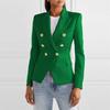 Women's Lapel Double Breasted Blazer Solid Color Long Sleeve Slim Fit Formal Business Short Suit Jacket