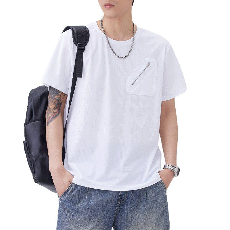 2026 Men's Summer Versatile Zipper Pocket Loose T-Shirt