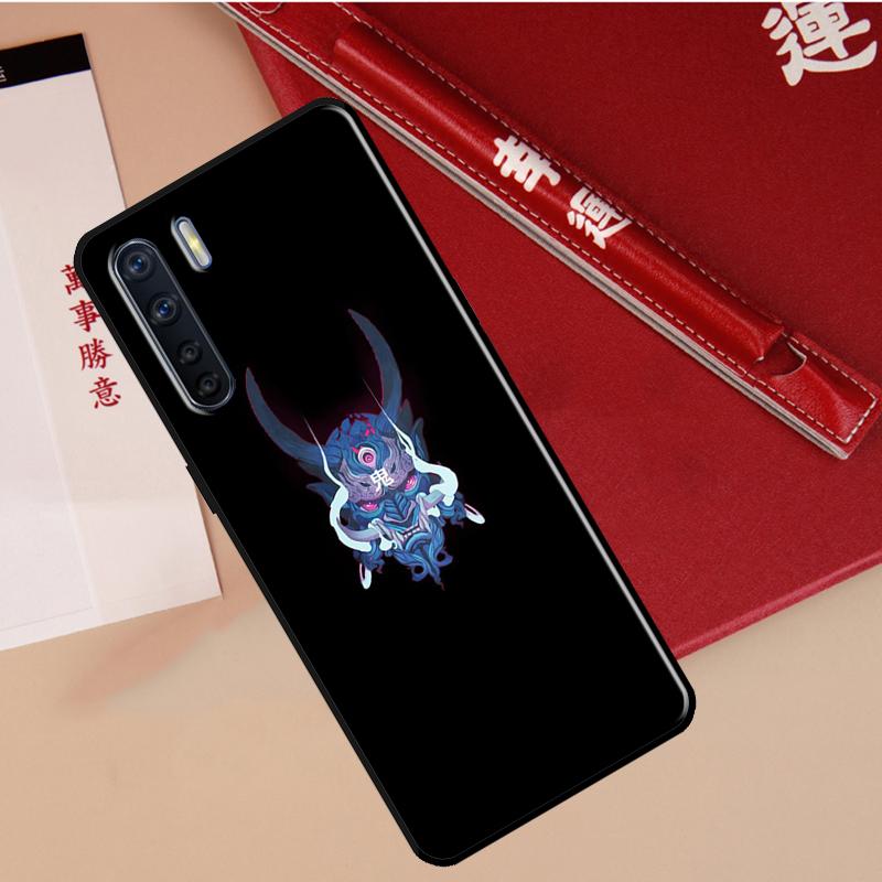 Samurai Oni Mask Case For Oppo A78 A38 A80 A60 A40 A18 A98 A58 A96 A76 A16 A94 A74 A54 A15 A17 A57 A77 A5 Pro