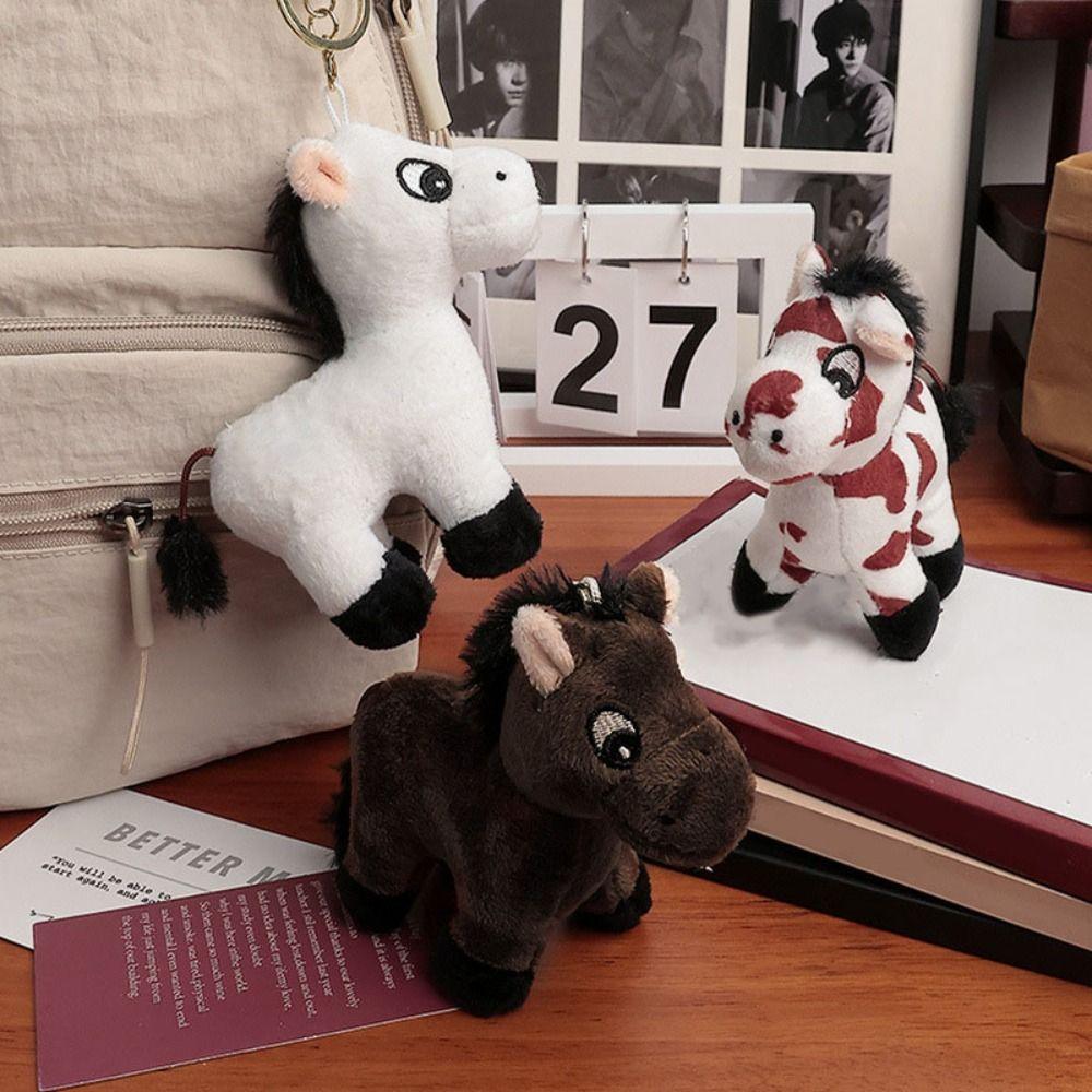 Stuffed Animal Plush Horse Keychain Cute Cartoon Little Horse Keychain  Bag Pendant
