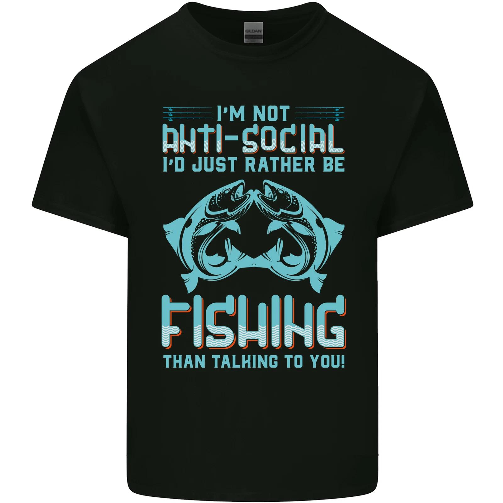 I m Not Anti Social Funny Fishing Fisherman Kids T-Shirt Childrens 3XL