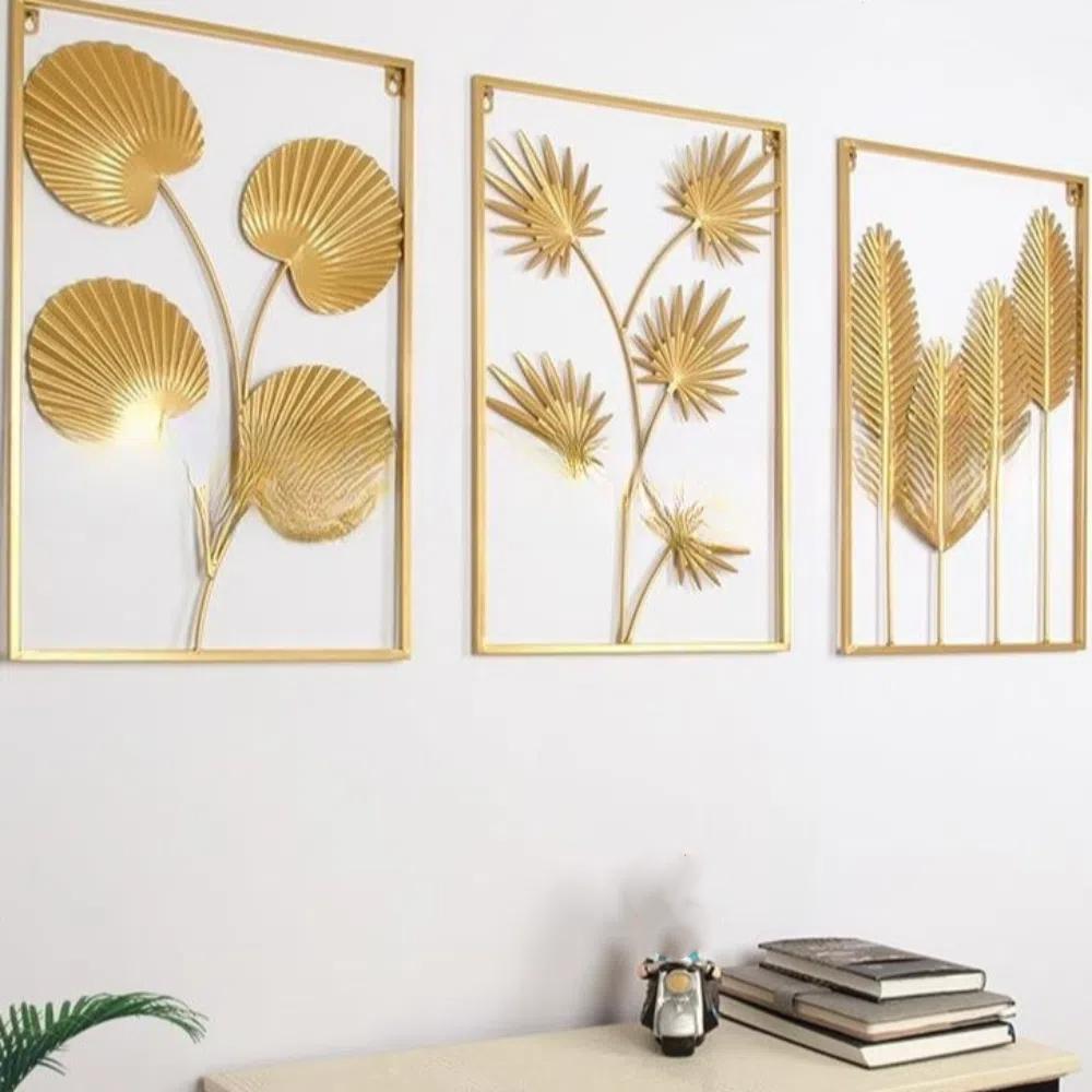 Leaf Shape Wall Decoration Gold Metal Pendants New Decorative Wall Ledges  Living Room