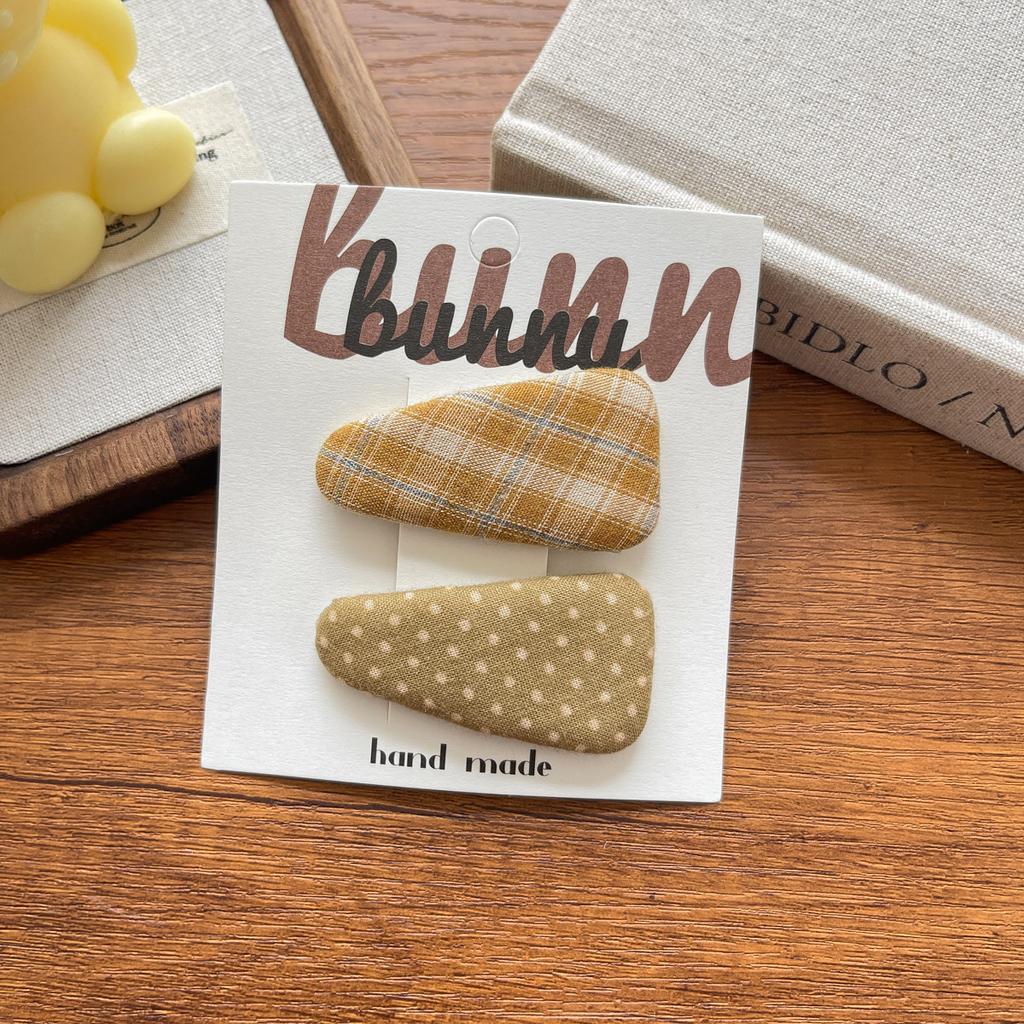 2pcs Cute Children's Fabric Floral Plaid Dot Triangular BB Clip New Sweet and Versatile Headwear Girls Kids Hair Accessories