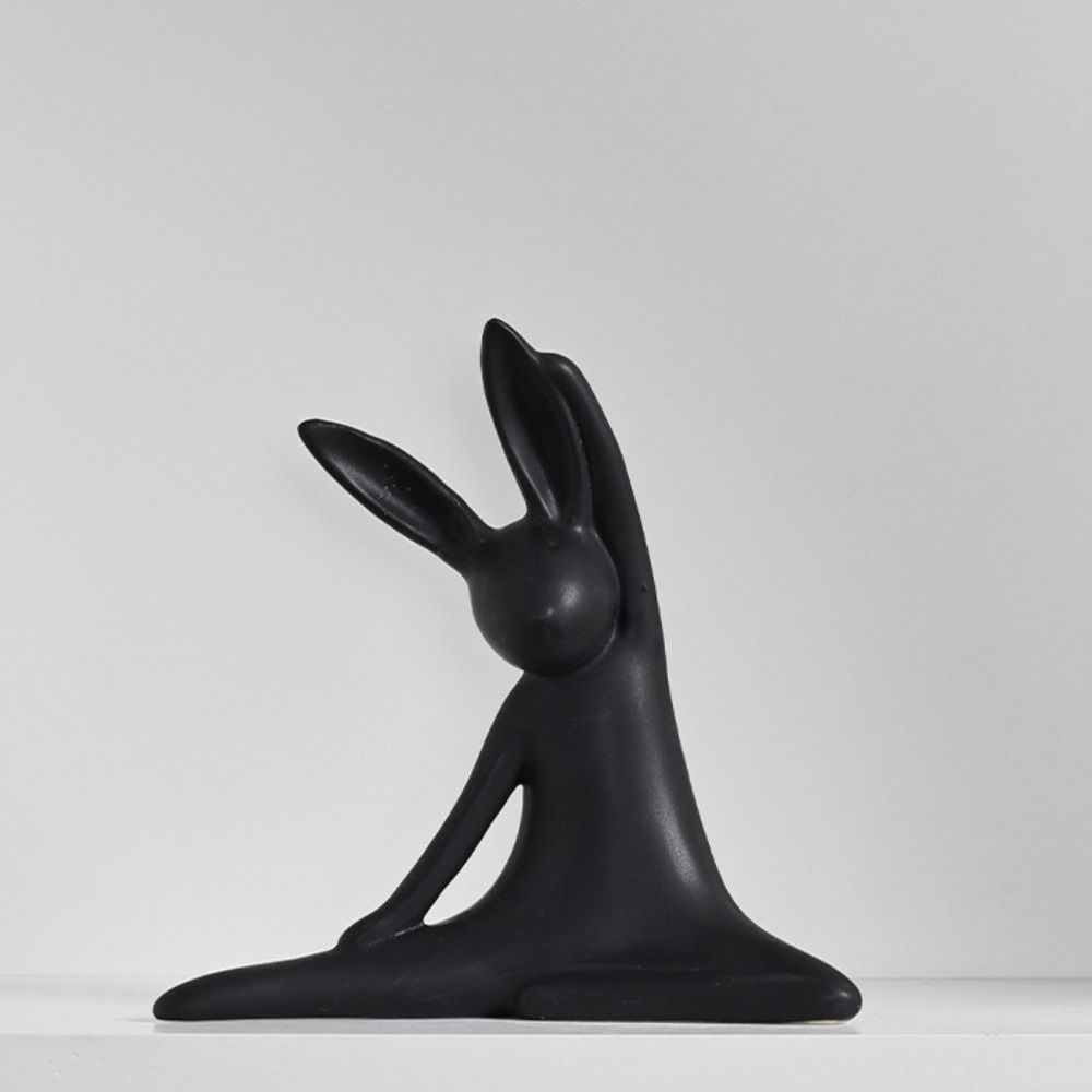 Ceramic Rabbit Figurine Cute Animal Sculpture Desktop Ornament Rabbit Model  Gift