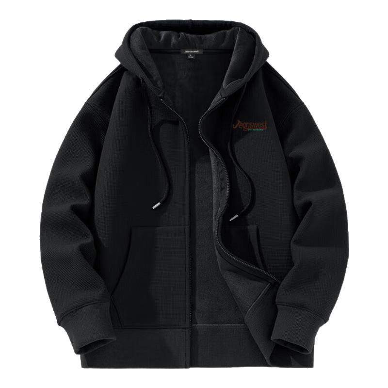 

Jeanswest Men s Heavyweight Fleece Lined Waffle Knit Hooded Jacket M