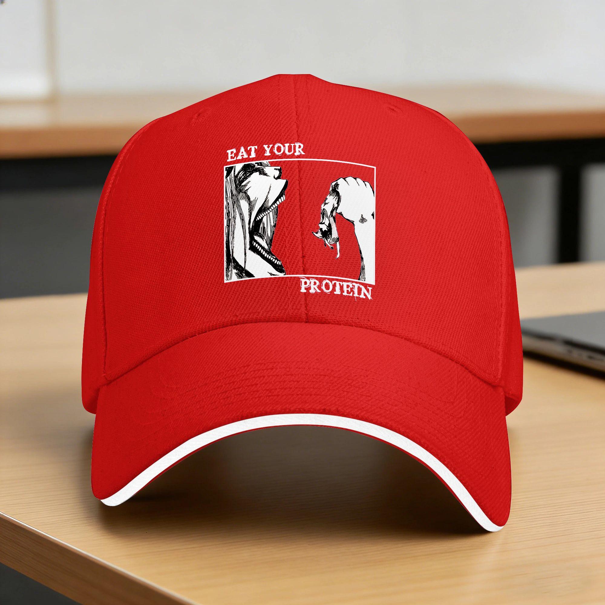 

Eat Your Protein Casual Baseball Cap Hunting Camping Trucker Hat Summer Wholesale FeUnisex Unisex Street Style Baseball Caps One Size