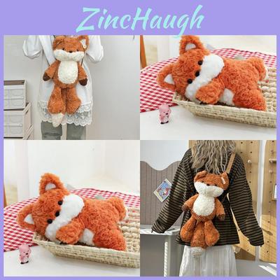 Fox Running Plush Backpack Cartoon Style Travel Gift For Teens And Adults