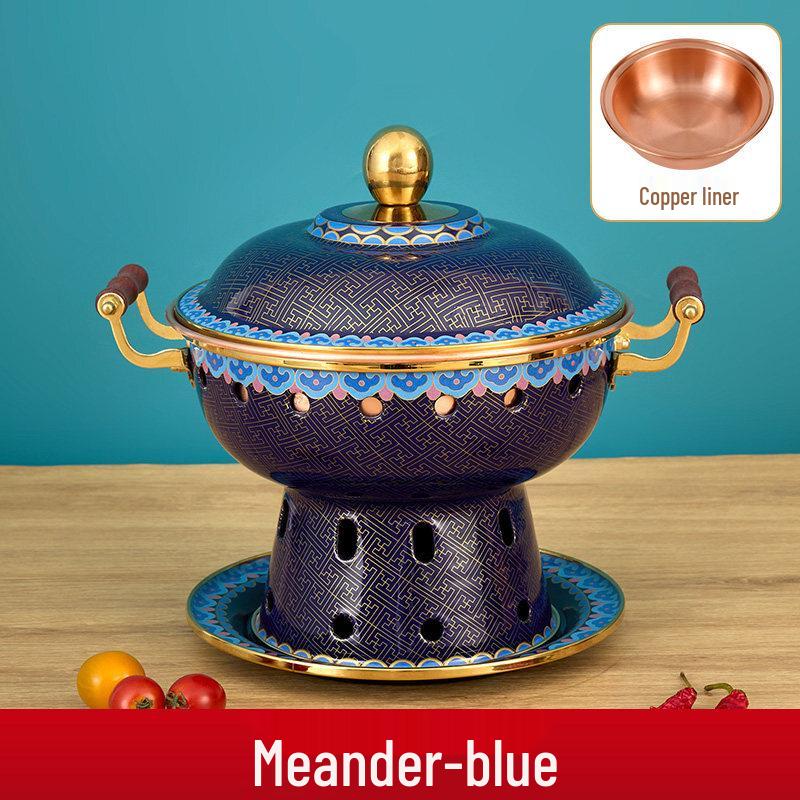 Handcrafted Pure Copper Cloisonné Personal Hot Pot