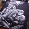 Lovers Skull Duvet Cover Sets Black King Queen Size Bed Sets Motorcycle Beauty Skull Bedroom Bedding Set For Happy Halloween 638