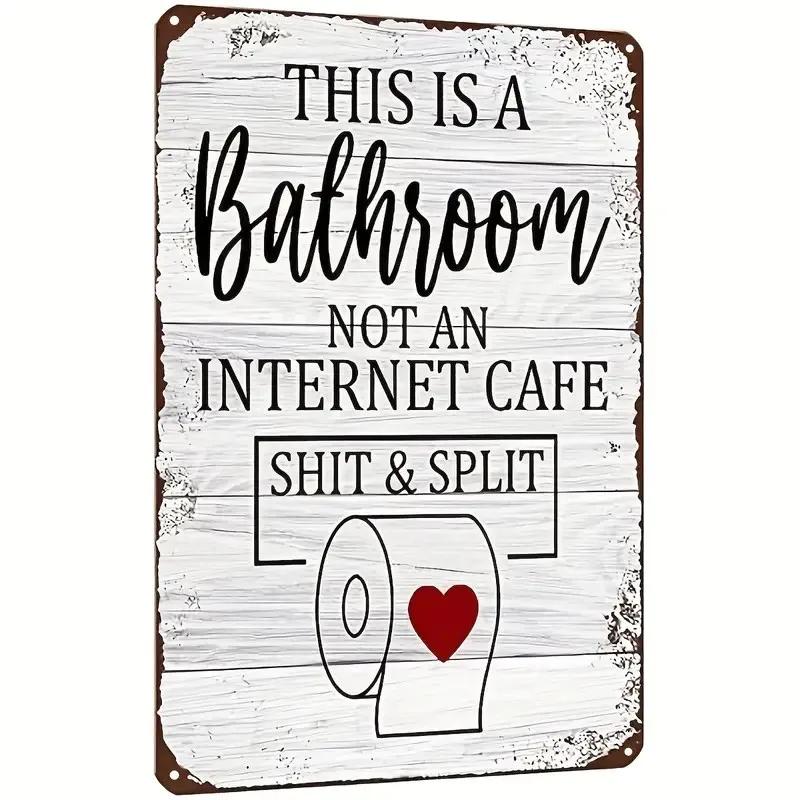 1pc Vintage Bathroom Metal Sign  Tin Sign , Wall Decor For Home Bathroom Toilet, 8x12 Inches