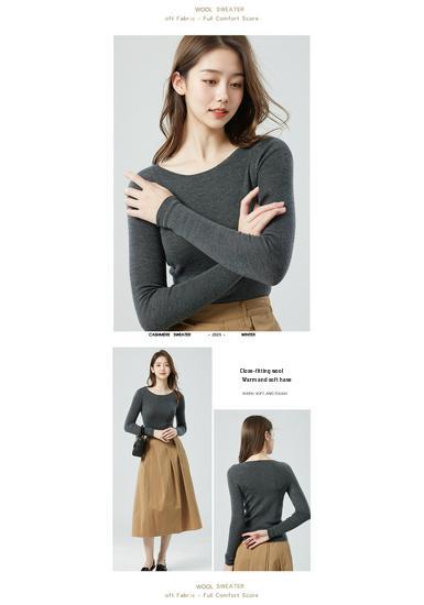 Women's 100% Fine Spun Wool Sweater - Germany 60s Yangtze Yarn, Seamless, Slim Fit, Versatile Base Layer (18 Gauge)