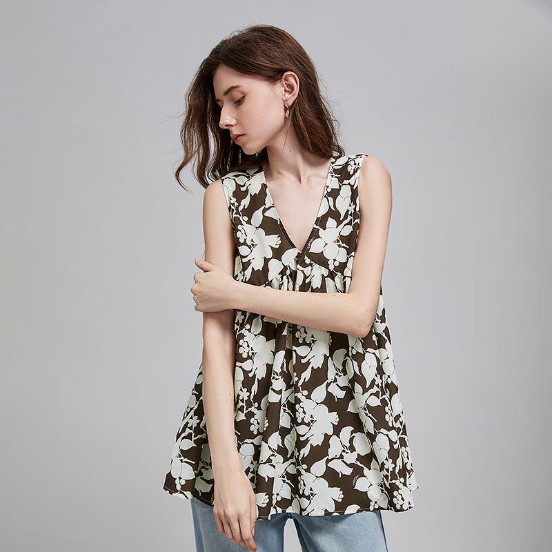 Chuyu Women s Vintage Print V-Neck Sleeveless Top L