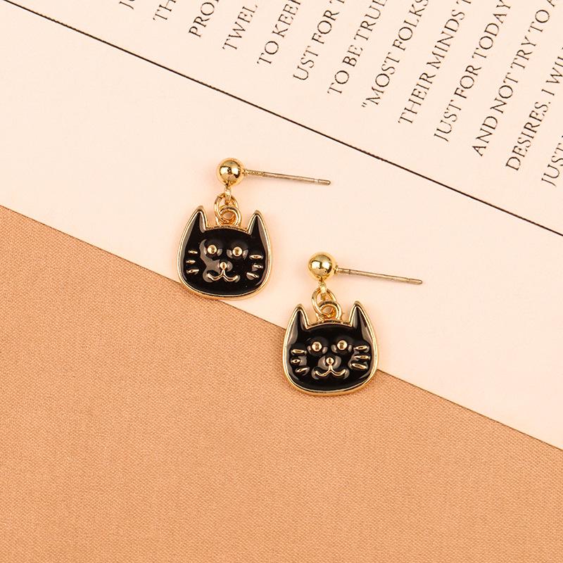 

Трендовые корейские ретро минималистичные серьги-пусеты с подвеской в виде котенка - Милые и универсальные B360