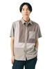 Beams Heart Men's Short Sleeve Shirt with Polyester Patches, Brown, Size S, 42010077413