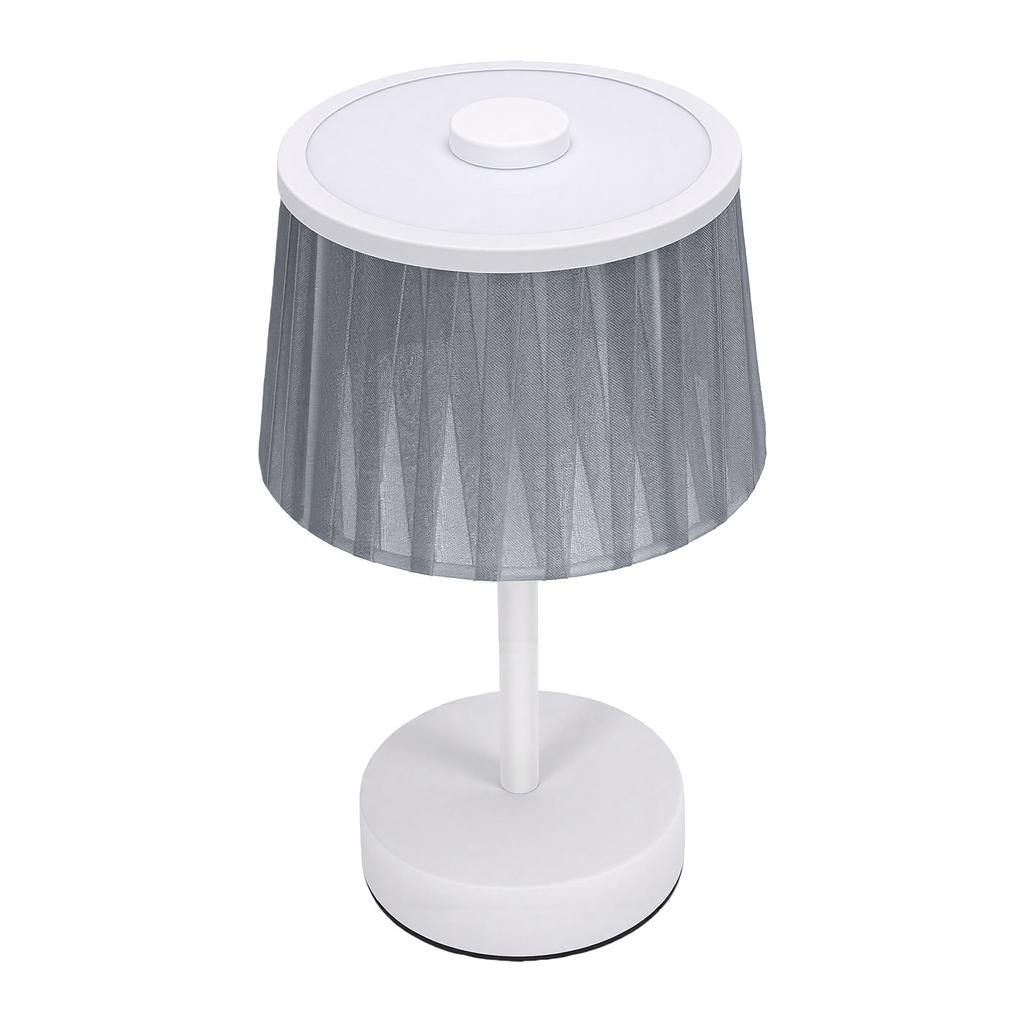 Table Lamp Fabric Shade Small Cordless Portable Bedside Lamp for Bedroom Nightstand