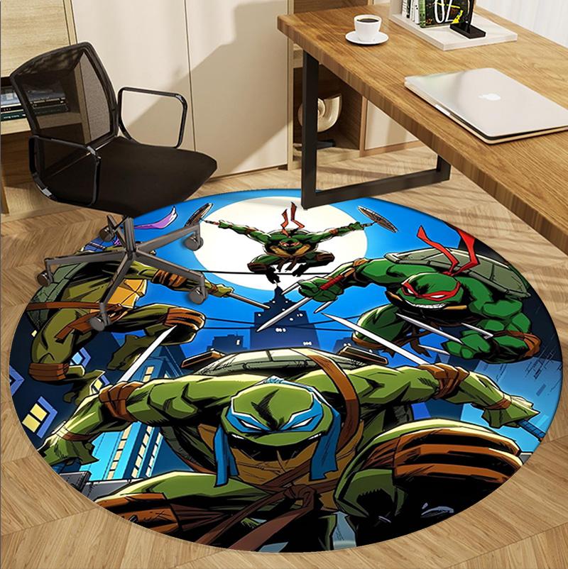 Teenage Mutant Ninja Turtles Pattern Round Rug, Indoor/Outdoor Mat, for Picnic, Gameroom, Bedroom, Office, Living Room, Home Decor Carpet, Birthday Gi