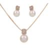 European & American Square Diamond Pearl Pendant Jewelry Set: Necklace & Earrings for Brides