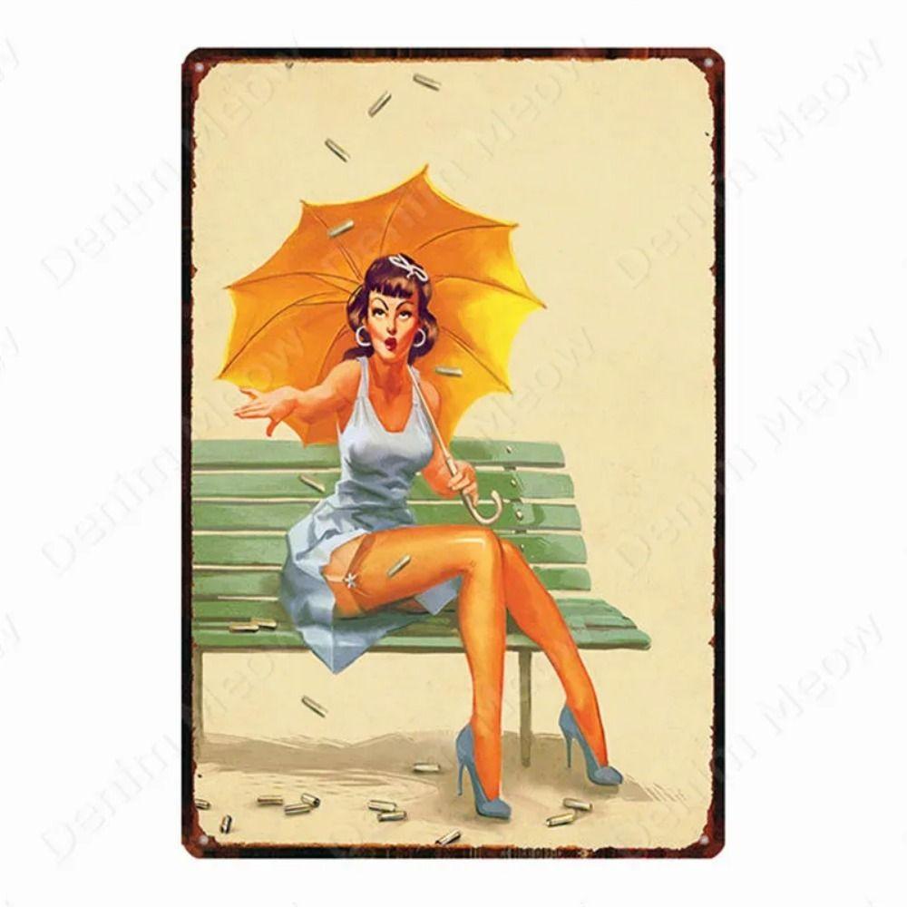 Russian Text Vintage Poster Girls Metal Tin Sign Home Bar Decor