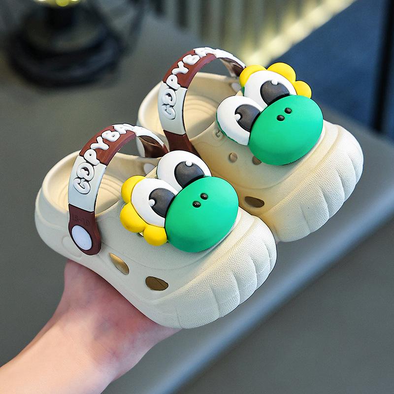 Children s Hole-Patterned Shoes, Summer Girls Non-Slip Cartoon Beach Sandals, Boys Indoor Flip-Flops 18-19